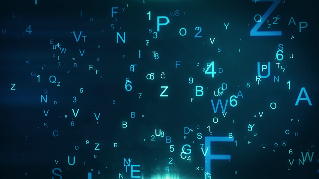 Abstract Glowing Letters and Numbers