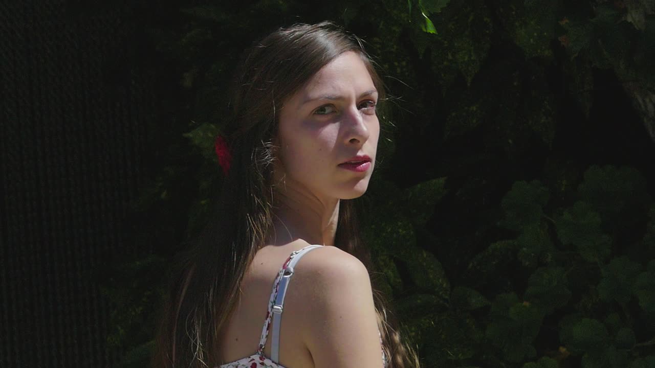 Young woman in floral dress