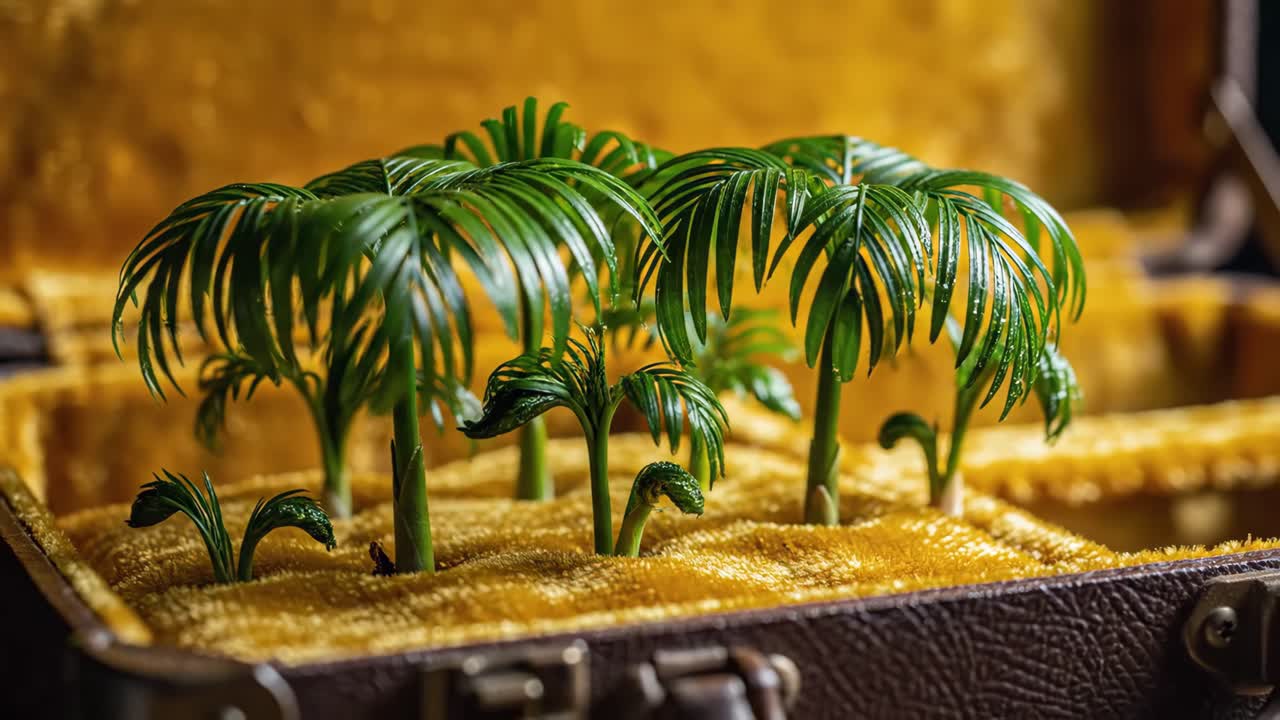 Miniature Palm Trees in a Suitcase