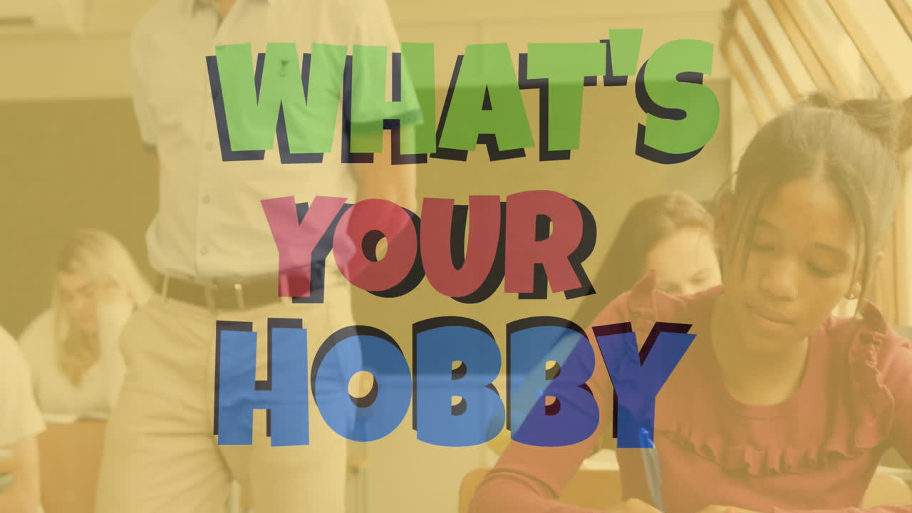 학교에서 학생의 시험을 실시하는 다양한 교수에 대한 당신의 취미 텍스트의 애니메이션