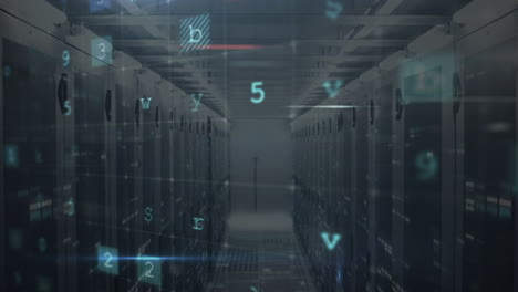 animación del procesamiento de datos en la sala de servidores
