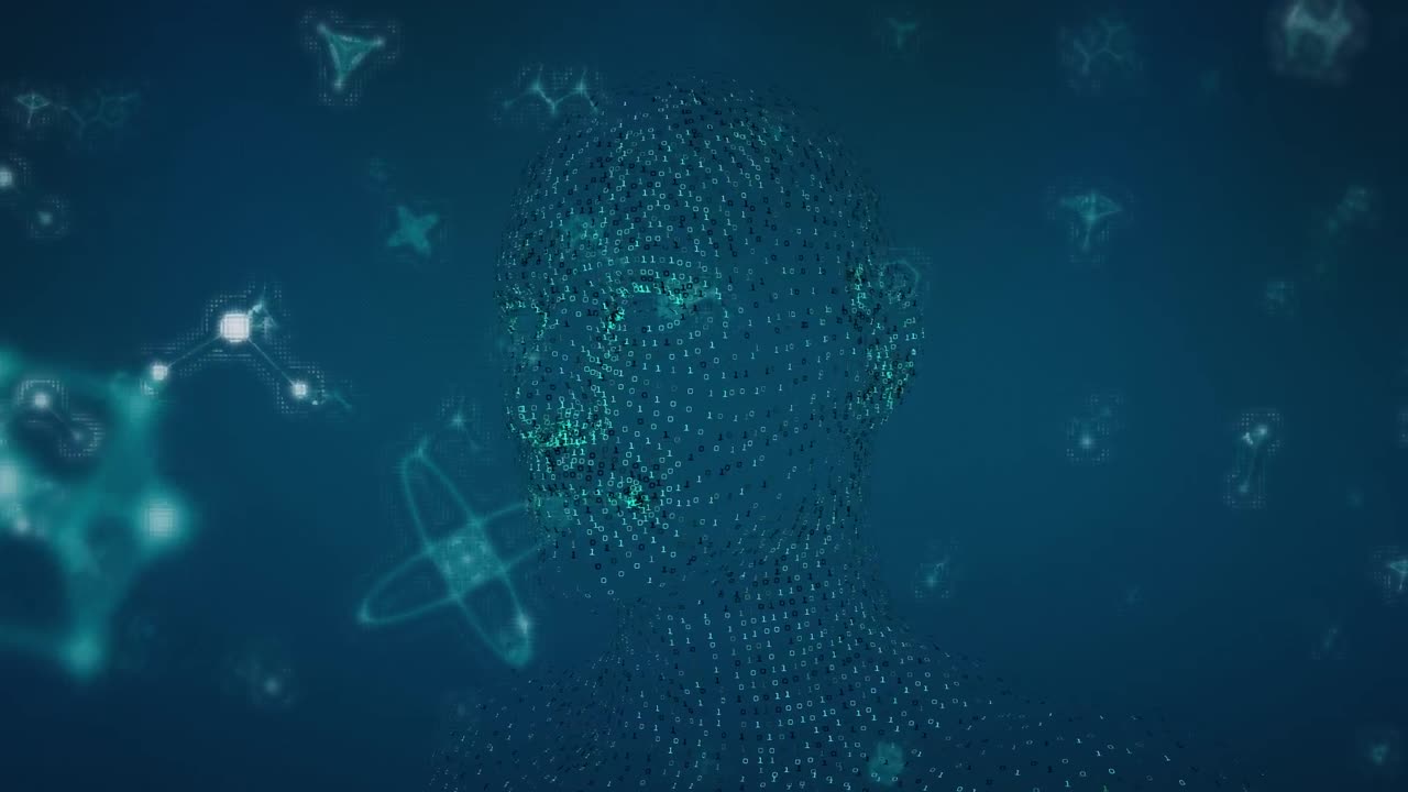 Animation Of Digital Human Over Shapes Free Stock Video Footage ...