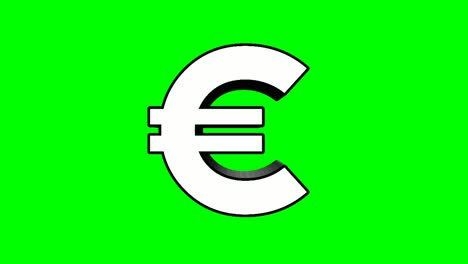 Animación-De-Signo-Uero-De-Dibujos-Animados-Planos-En-Pantalla-Verde-Símbolo-De-Moneda-De-Dinero-De-Europa