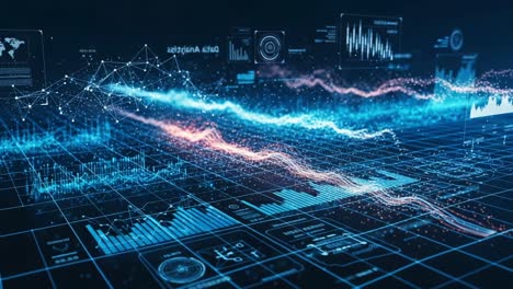 exploring the dynamic interaction of data visualization with flowing patterns and vibrant colors in digital analytics for enhanced insights and decision-making