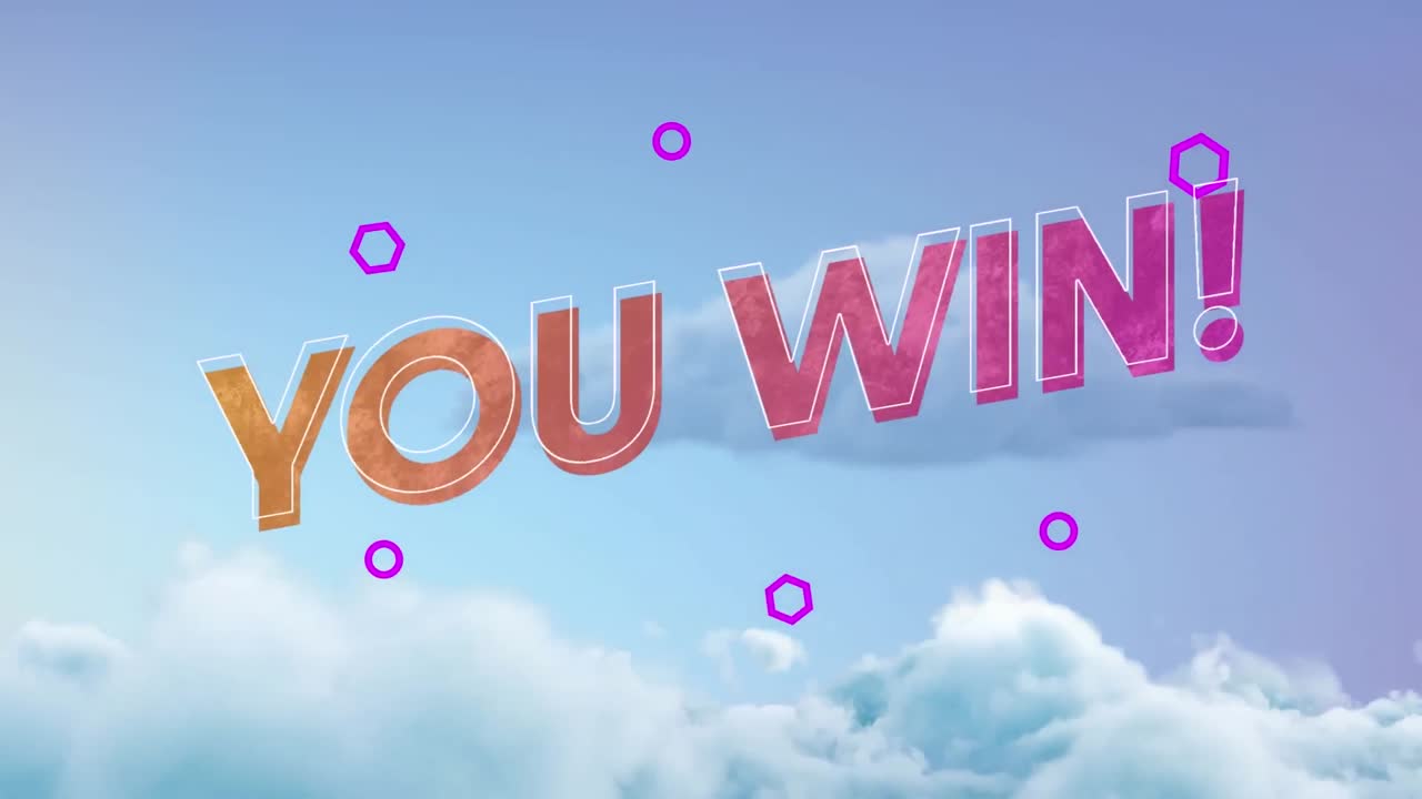 구름이  ⁇ 은 파란 하늘 위에서 텍스트를 이기는 애니메이션