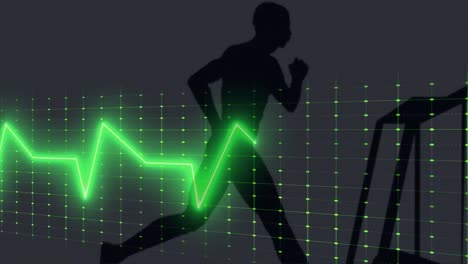 animation of cardiograph over silhouette of man running
