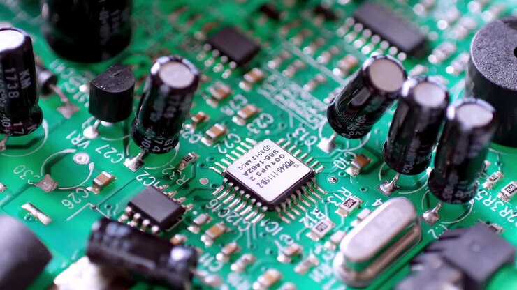 Zooming out from a close up of a circuit board and showing the different parts, slots, and ports in its main frame