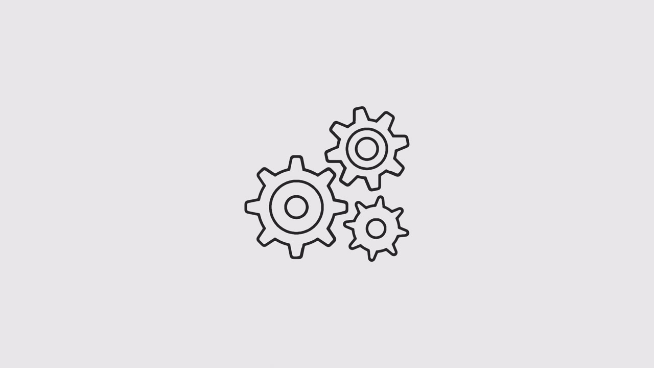 Animated Outline Icon of Three Spinning Gears