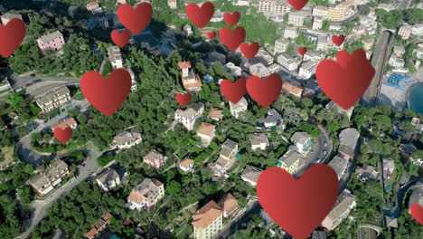 residential houses with hearts 4k