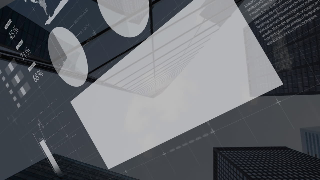 Animation of data processing in grey background