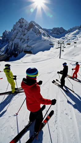 skiing in the mountains