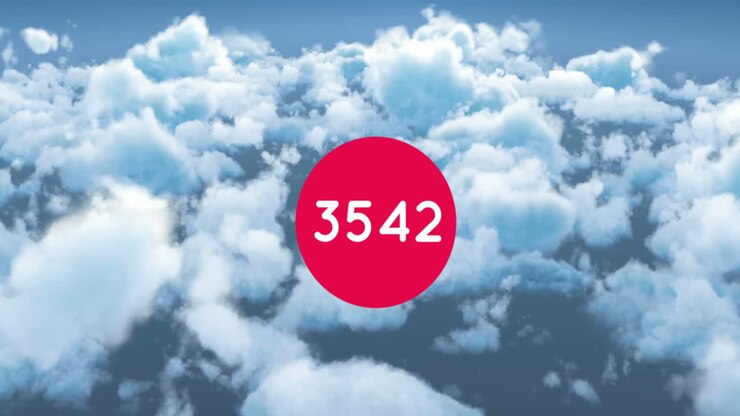 Animazione di numeri in conteggio sopra le nuvole.