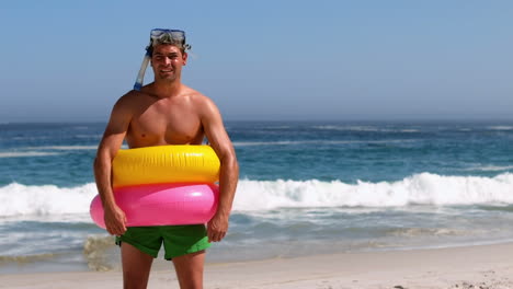 man wearing rubber ring