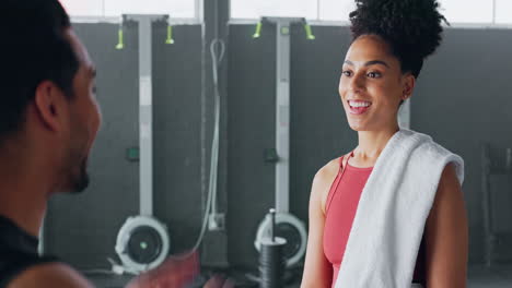 high five woman, personal trainer man for fitness