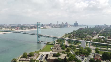 ambassador bridge and detroit skyline – symbol of canada u.s. relations in 4k
