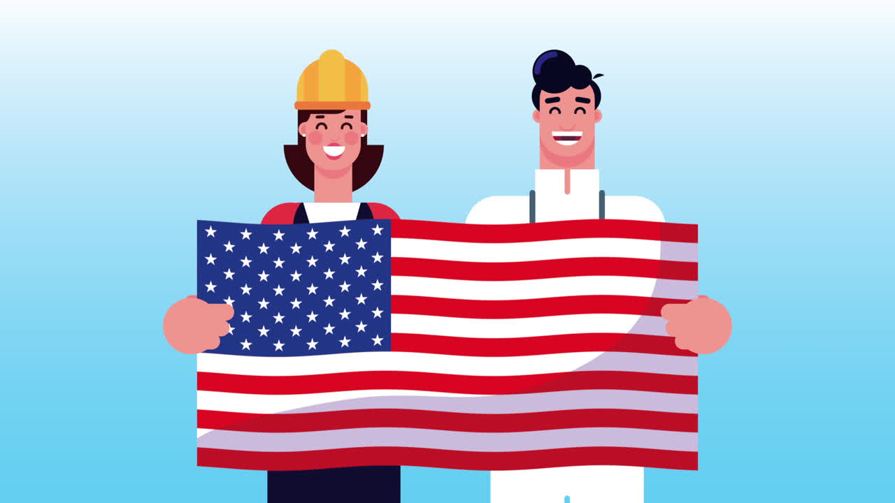 happy labor day celebration with architect woman and doctor