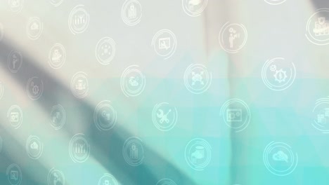 animación de la red de conexiones con iconos digitales
