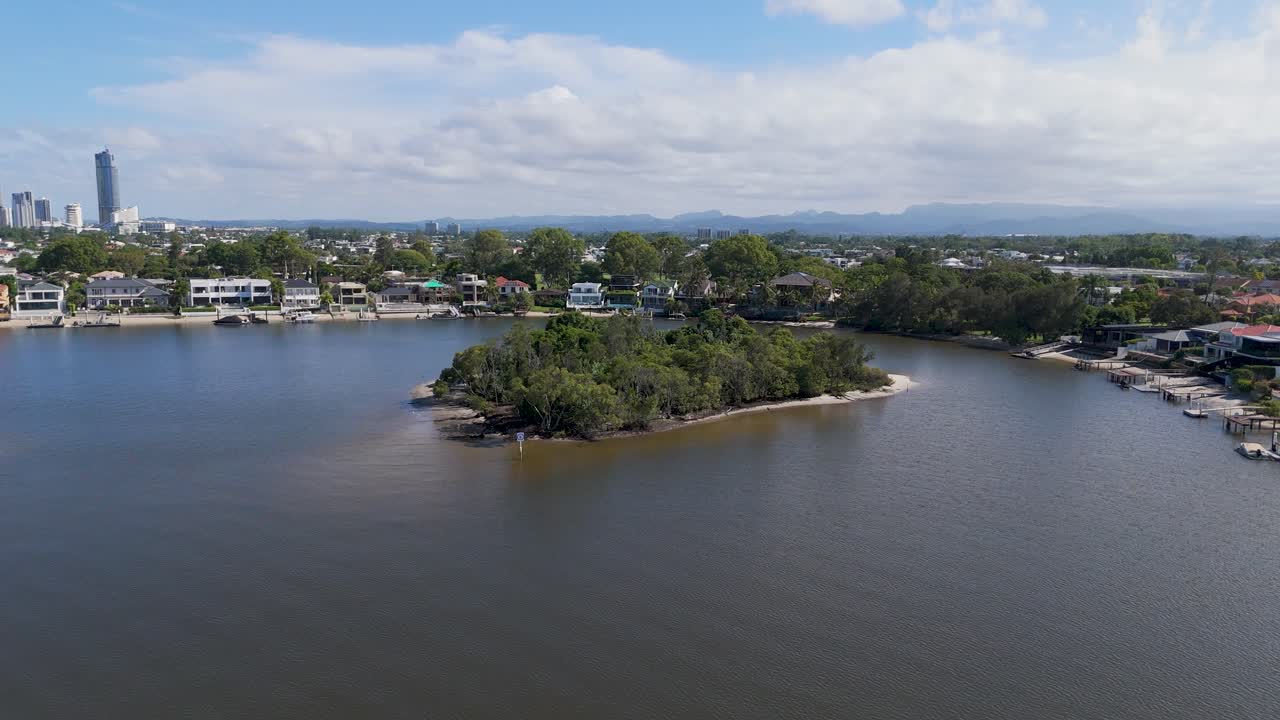 오스트레일리아 의 기룬 섬 의 풍경적 인 공중 사진