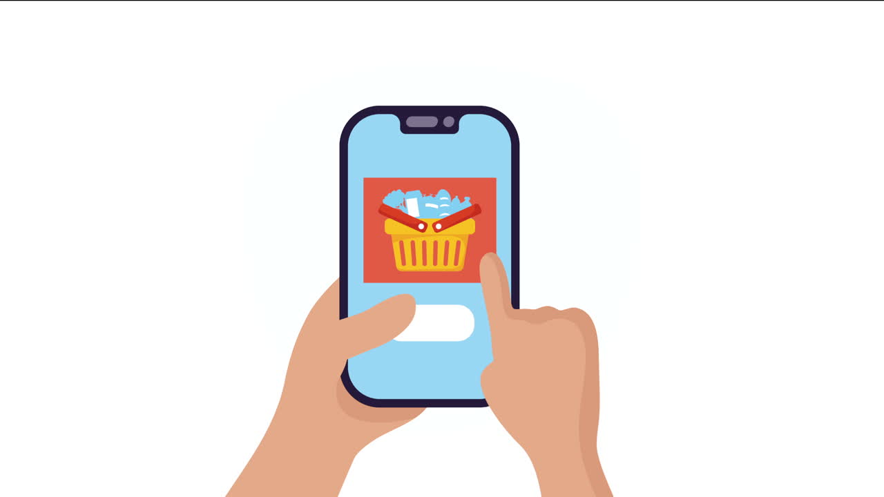 servizio di app di e-commerce in animazione per smartphone