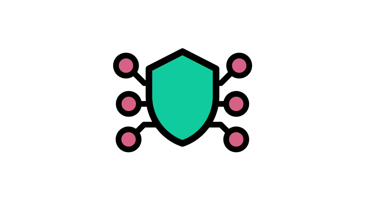 Animated Network Security Shield Icon Showing Breach and Protection