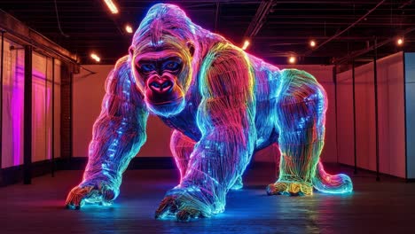 rainbow gorilla sculpture installation