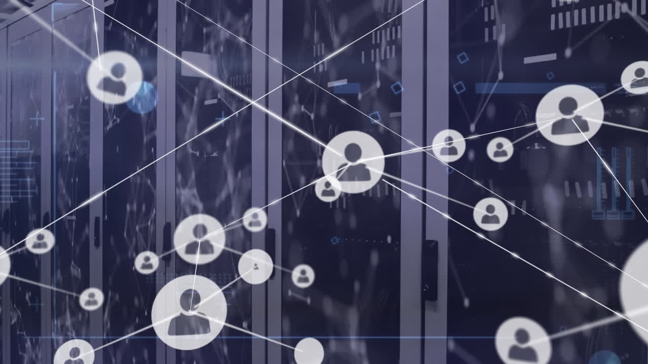 animación de la red de conexiones a través de la sala de servidores