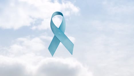 animation of blue ribbon over cloudy sky
