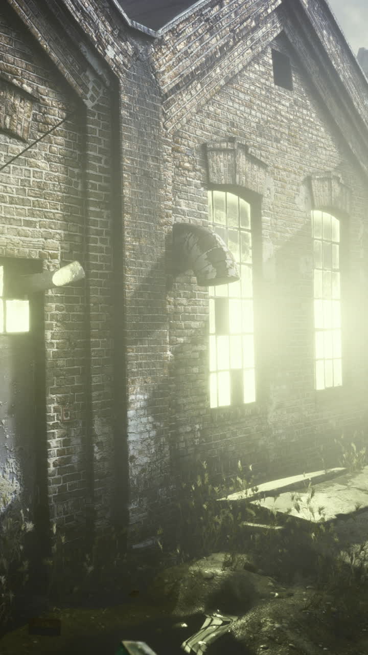 Abandoned industrial building showing signs of decay and mysterious light