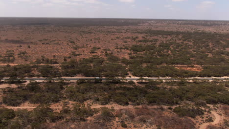 campervan driving on an empty road in outback nullarbor in south australia