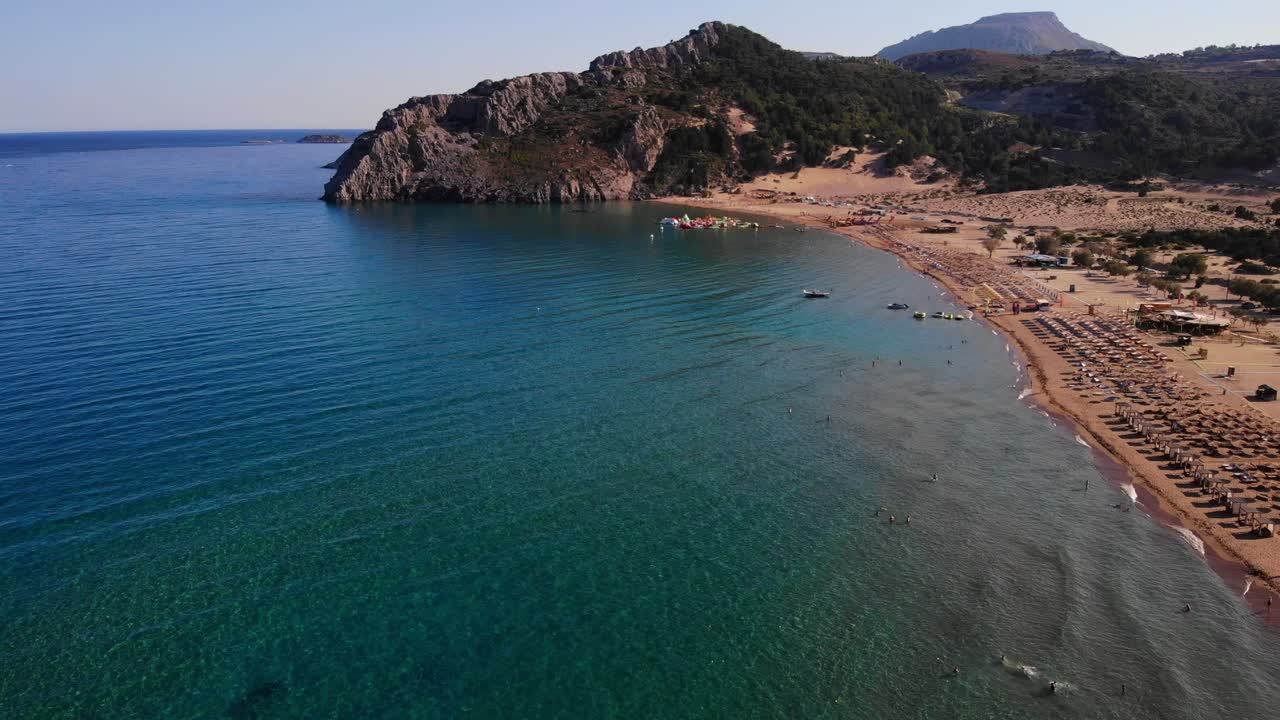 Tsambika Island Beach In The Mediterranean Sea Near Rhodos Town In Greece