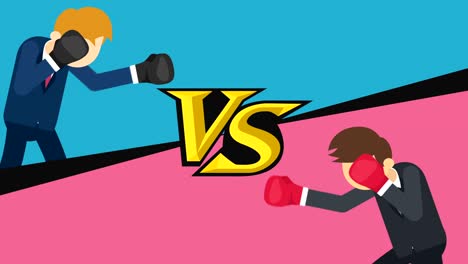 business man battle in boxing gloves. business competition concept. loop illustration in flat style.