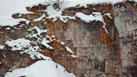 snowy rock face in winter landscape