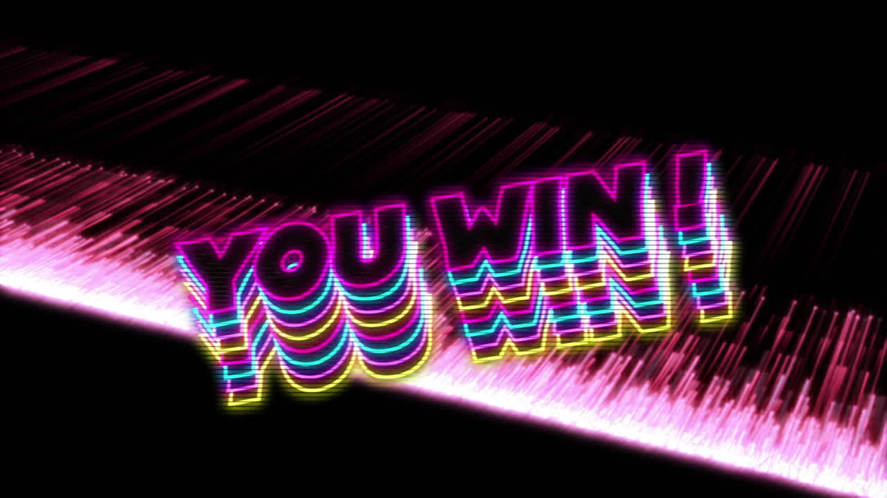 핑크색 움직이는 선 위에 텍스트를 이기는 애니메이션