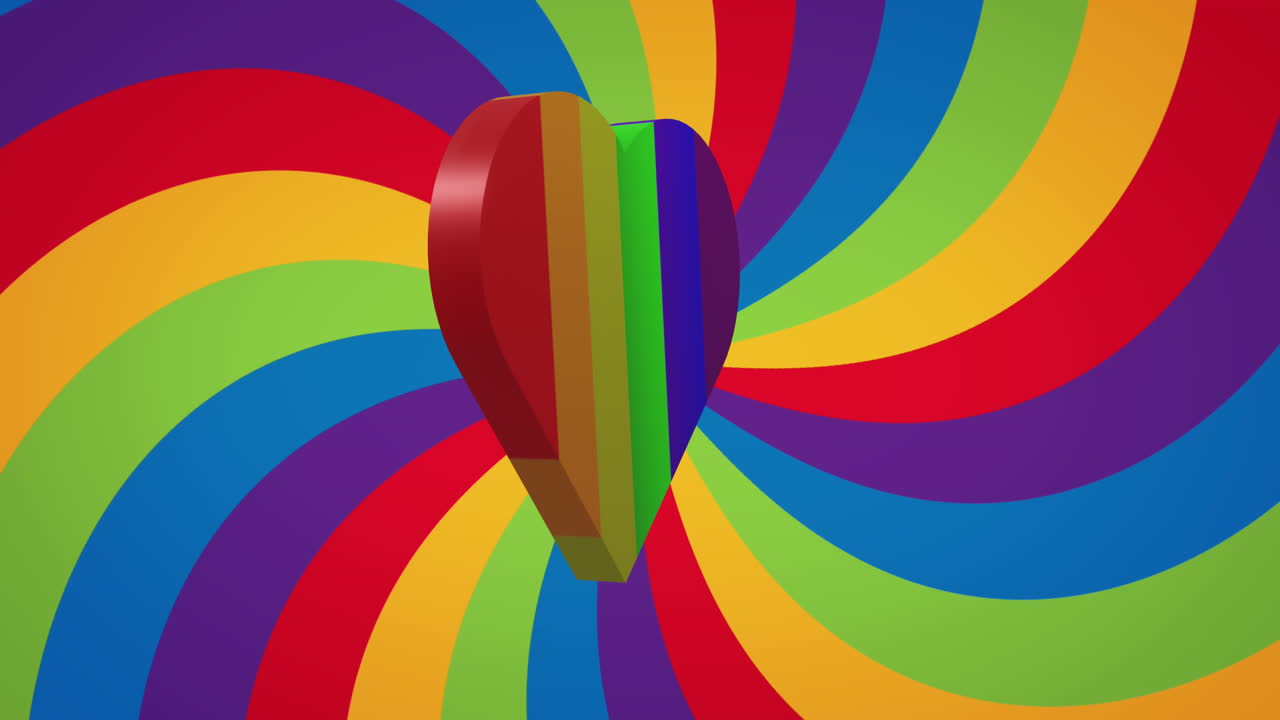 animación del corazón del arco iris sobre el fondo del arco iris