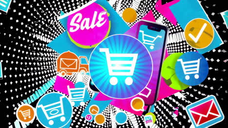 dynamic e-commerce and online shopping promotional concept