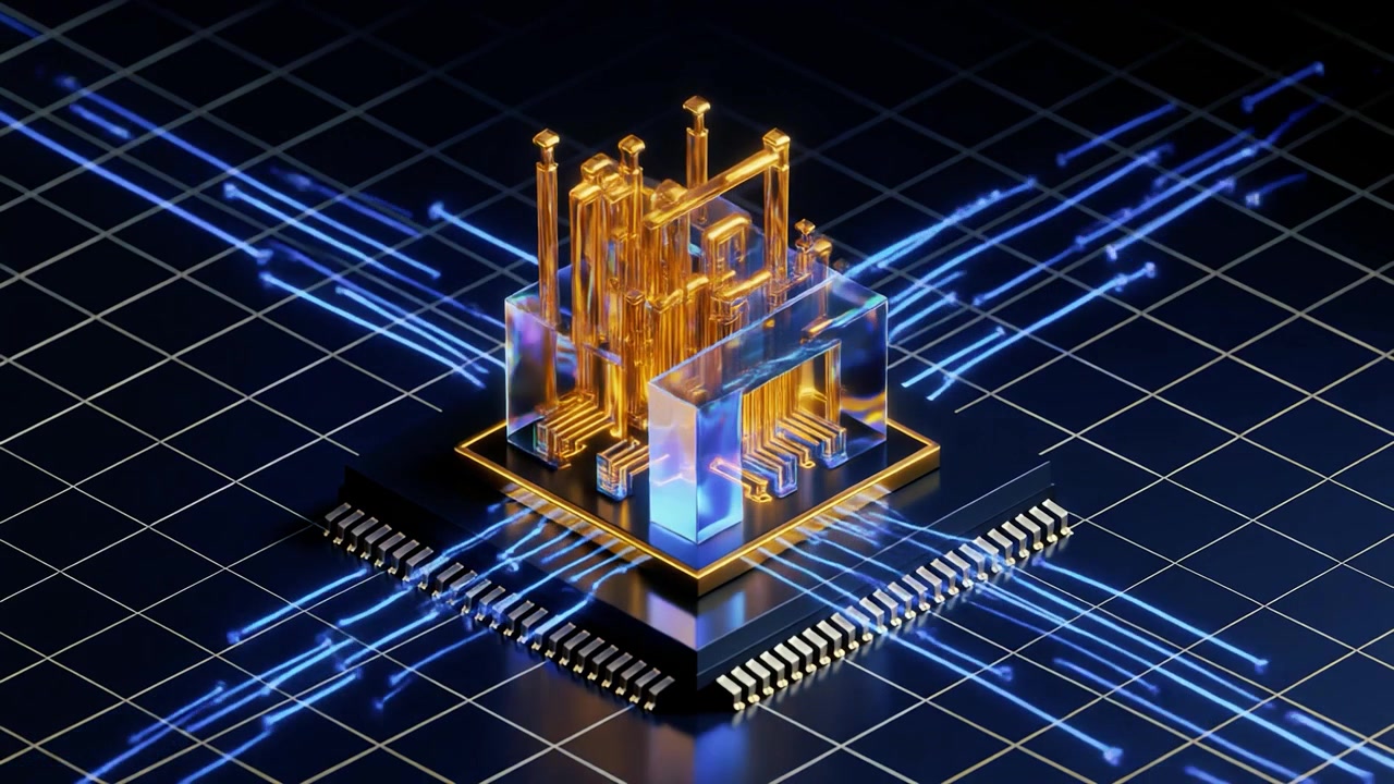 Abstract 3D Visualization of a Futuristic Microchip Processor