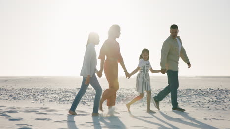 Parents,-kids-and-holding-hands-for-walking