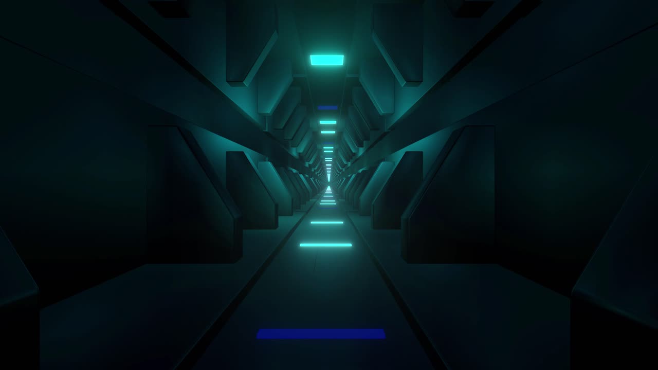 Futuristic Neon Tunnel 3D Render