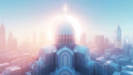 church in a futuristic city