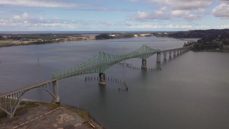 aerial view of coos bay north bend bridge