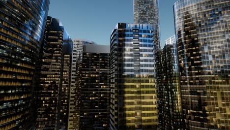 city skyscrapers at night