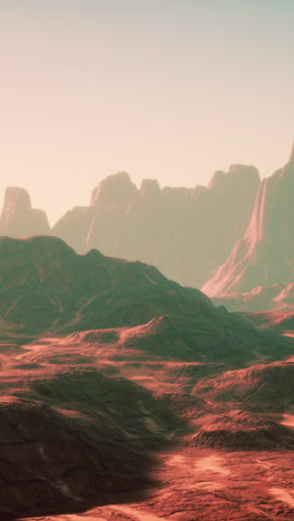 alien desert landscape: red mountains and vast expanse