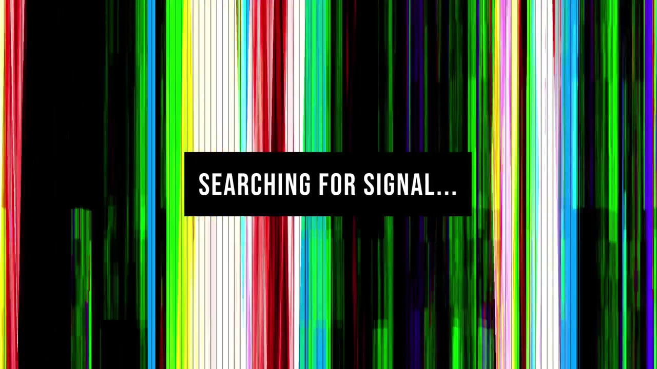 Digital Glitch Effect with Searching for Signal Text Overlay
