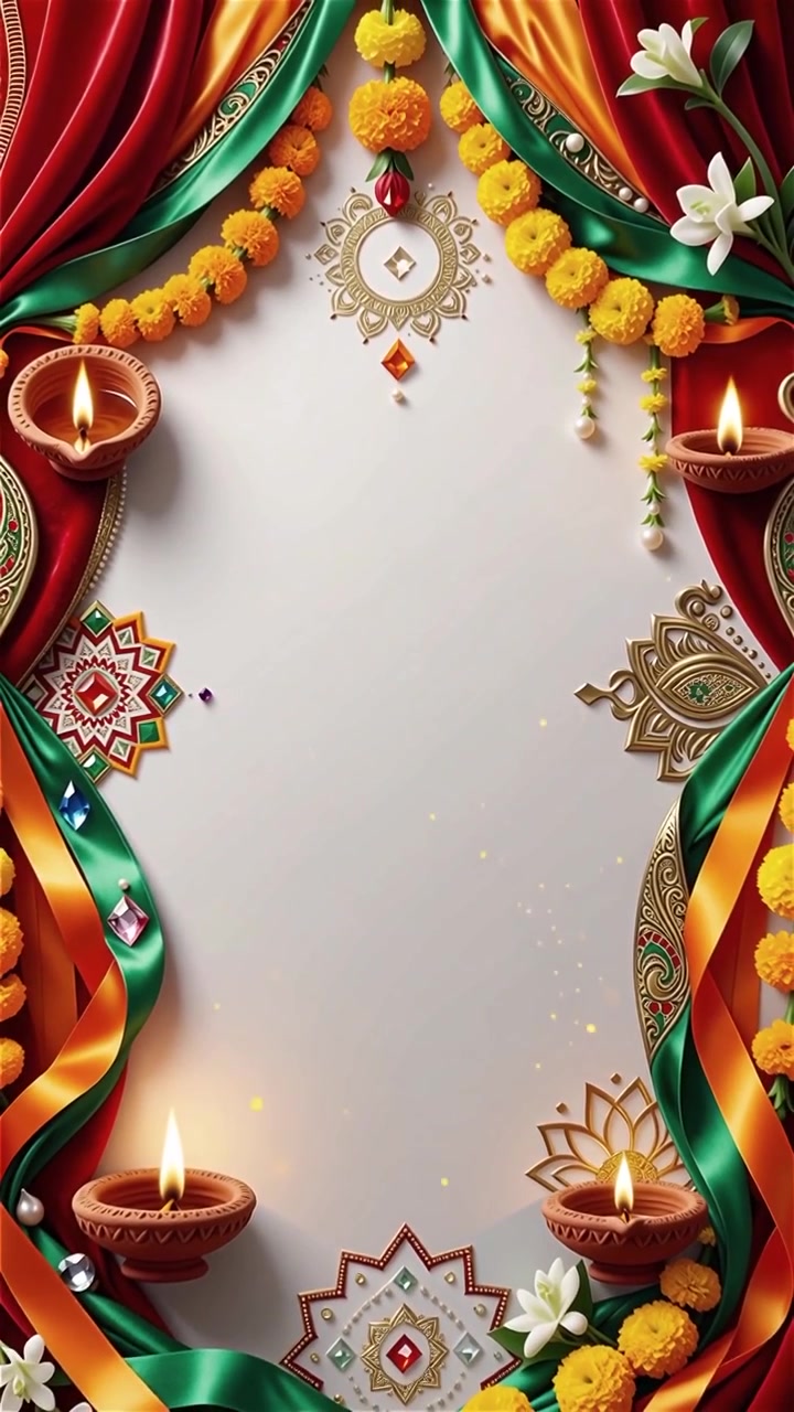 Sfondo del Festival Diwali con lanterne e decorazioni tradizionali Diyas.