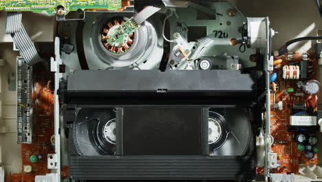 inside of a vintage vhs vcr