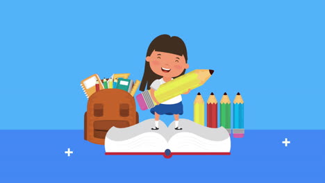 de vuelta a la temporada escolar con el libro y la chica