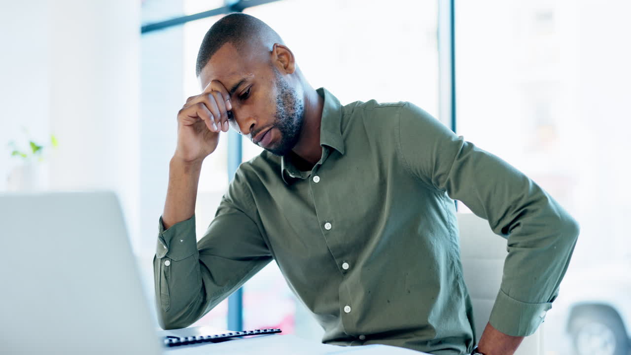 Mistake, stress or black man with anxiety