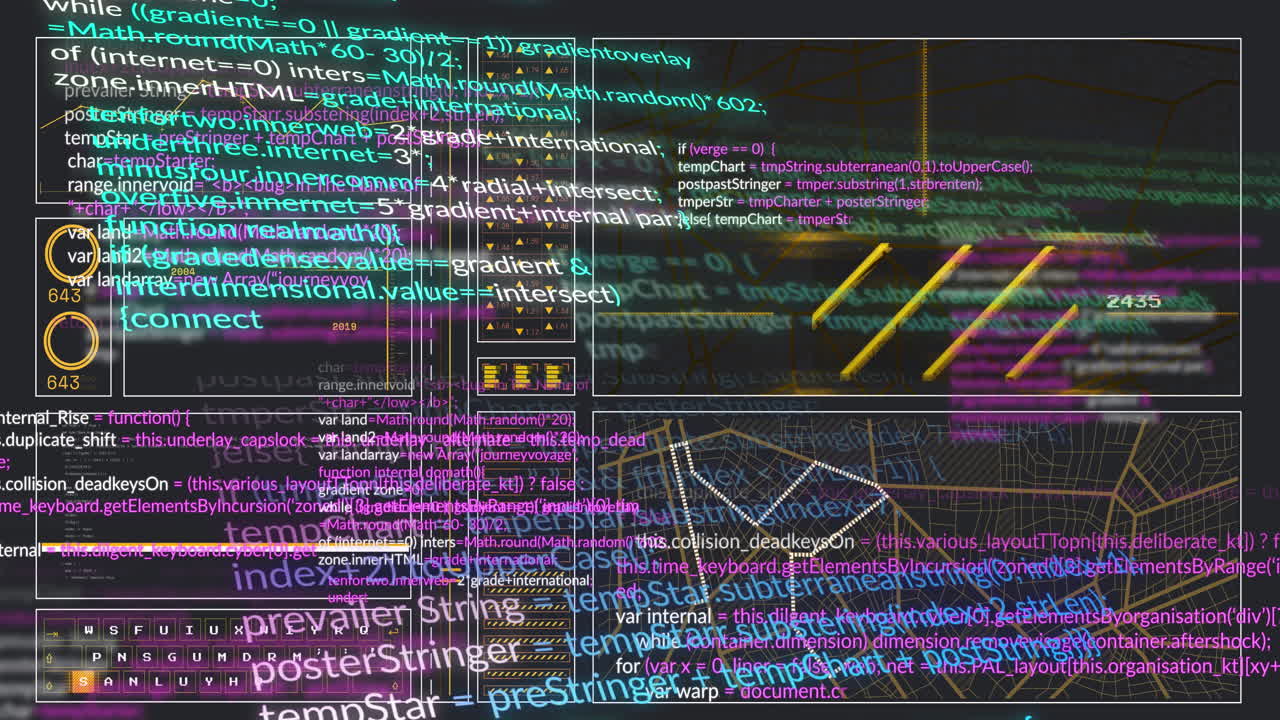 animação de processamento de dados em fundo preto