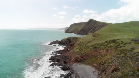 pristine coast of second valley in australia and azure ocean, aerial view