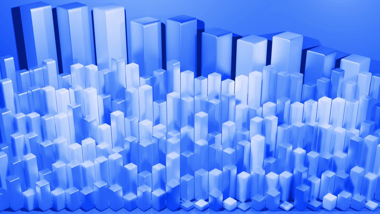 wiggling abstract columns as abstract looping background for analytical programs and news broadcasts. 3d geometric background as abstract infographics. Visualization of statistical data in blue.